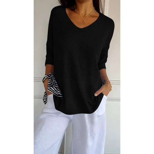 💖Limited Sale 50% OFF💖Solid Color Knitted V-neck Top