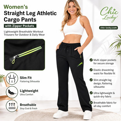 🏆 Last Day Special Price £12.99🔥Women’s Straight-Leg Cargo Trousers – Elastic Waist, 6-Pocket Casual Pants for Work, Travel & Everyday Wear 👖✨