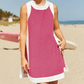 ⏰Hot Sale-Women's Casual Color Block Sleeveless Tops Matching Shorts with Pockets