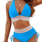 🔥Last Day Special Price £12.99!!💥👙2026 High Waisted Tummy Control Color Block Bikini Sets