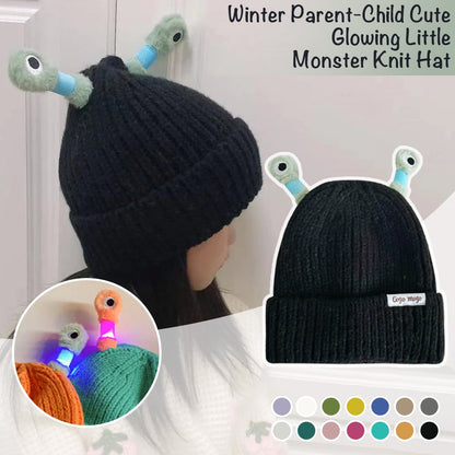 🎃Halloween Gift🎁Winter Parent-Child Cute Glowing Little Monster Knit Hat