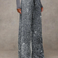 💖LAST DAY SALE 50% OFF💃Women's Sequin Sparkle Wide Leg Pants with Elastic Waistband