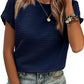 🏆 50K+ SOLD! Almost Gone-⚡2025 Summer Outfit Womens Short Sleeve Tops Round Neck Ruffle Casual Summer Textured Work T Shirts Tee Blouse