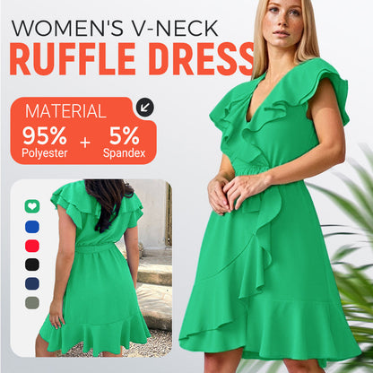 💖MOTHER'S DAY 60% OFF💃Women's Elegant Waist Tie V-Neck Ruffle Dress