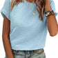 🏆 50K+ SOLD! Almost Gone-⚡2025 Summer Outfit Womens Short Sleeve Tops Round Neck Ruffle Casual Summer Textured Work T Shirts Tee Blouse