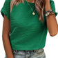 🏆 50K+ SOLD! Almost Gone-⚡2025 Summer Outfit Womens Short Sleeve Tops Round Neck Ruffle Casual Summer Textured Work T Shirts Tee Blouse