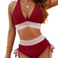 🔥Last Day Special Price £12.99!!💥👙2026 High Waisted Tummy Control Color Block Bikini Sets