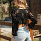 🌺 Women's Floral Embroidered Semi-Sheer Cover Up 🌊 | Cute Long Sleeve Round Neck | Perfect for Beach Vacations & Outdoor Fun! ☀️