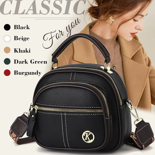 🔥Christmas Sale-Up to 50% Off🛫Classic Multifunctional Compartments Adjustable Wide Shoulder Strap Leather Crossbody Bag
