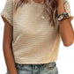 🏆 50K+ SOLD! Almost Gone-⚡2025 Summer Outfit Womens Short Sleeve Tops Round Neck Ruffle Casual Summer Textured Work T Shirts Tee Blouse