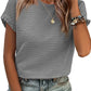 🏆 50K+ SOLD! Almost Gone-⚡2025 Summer Outfit Womens Short Sleeve Tops Round Neck Ruffle Casual Summer Textured Work T Shirts Tee Blouse