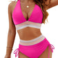 🔥Last Day Special Price £12.99!!💥👙2026 High Waisted Tummy Control Color Block Bikini Sets