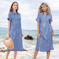 🌸SPRING HOT UP TO 60% OFF💃Striped Lapel Button Down Shirt Dress | With Functional Pockets