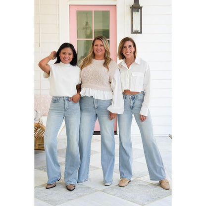 🌹Mother's Day Promotion 🎁⏰LIMITED DAYS HALF PRICE💥High Rise Vintage Wash Tummy Control Top Straight Leg Jeans
