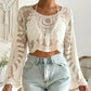 🌺 Women's Floral Embroidered Semi-Sheer Cover Up 🌊 | Cute Long Sleeve Round Neck | Perfect for Beach Vacations & Outdoor Fun! ☀️