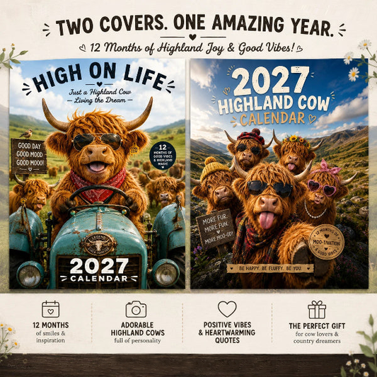 🐮2027 Funny Highland Cow Wall Calendar🌟 | A4 Hanging Calendar 📅 | Designed by Isabel Kline🎁