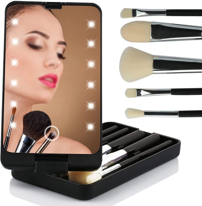 💖Travel Makeup Brush Set  with LED light