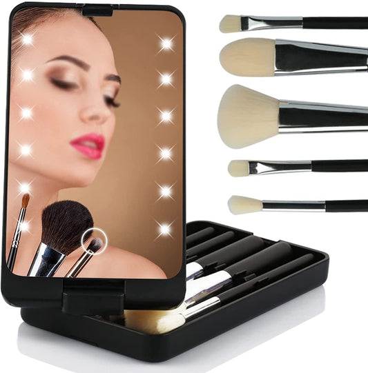 💖Travel Makeup Brush Set  with LED light