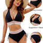 🔥Last Day Special Price £12.99!!💥👙2026 High Waisted Tummy Control Color Block Bikini Sets