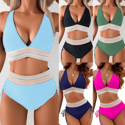 ⏰Last Day Promotion ⏳2025 High Waisted Tummy Control Color Block Bikini Sets