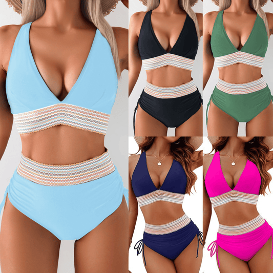 ⏰Last Day Promotion ⏳2025 High Waisted Tummy Control Color Block Bikini Sets