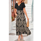 👗2026 Summer Hot Sale 50% OFF🌈 Women's V neck Ankle Length Floral Print Beach Long Flowy  Maxi Dress with Pockets🎀
