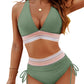 🔥Last Day Special Price £12.99!!💥👙2026 High Waisted Tummy Control Color Block Bikini Sets