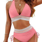🔥Last Day Special Price £12.99!!💥👙2026 High Waisted Tummy Control Color Block Bikini Sets