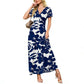 👗2026 Summer Hot Sale 50% OFF🌈 Women's V neck Ankle Length Floral Print Beach Long Flowy  Maxi Dress with Pockets🎀