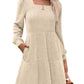 🍂🔥LAST DAY SALE  70% OFF⏰Women's 2026 UK Square Neck Long Sleeve Fall Dresses Casual Babydoll Sweater Dress