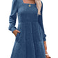 🍂🔥LAST DAY SALE  70% OFF⏰Women's 2026 UK Square Neck Long Sleeve Fall Dresses Casual Babydoll Sweater Dress