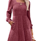 🍂🔥LAST DAY SALE  70% OFF⏰Women's 2026 UK Square Neck Long Sleeve Fall Dresses Casual Babydoll Sweater Dress