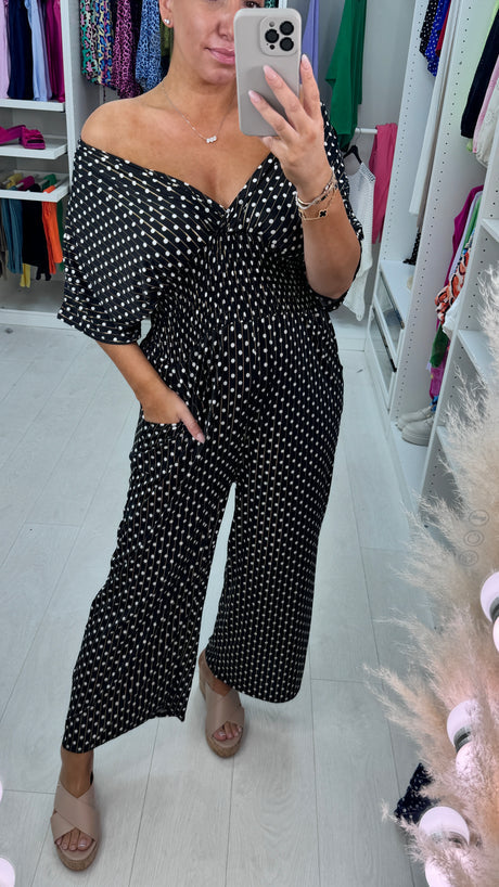 🔥2025 Hot SALE 50% OFF🔥 Polka Dot Printed Elastic Waist Jumpsuit