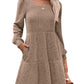 🍂🔥LAST DAY SALE  70% OFF⏰Women's 2026 UK Square Neck Long Sleeve Fall Dresses Casual Babydoll Sweater Dress