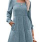 🍂🔥LAST DAY SALE  70% OFF⏰Women's 2026 UK Square Neck Long Sleeve Fall Dresses Casual Babydoll Sweater Dress