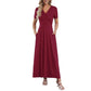 👗2026 Summer Hot Sale 50% OFF🌈 Women's V neck Ankle Length Floral Print Beach Long Flowy  Maxi Dress with Pockets🎀