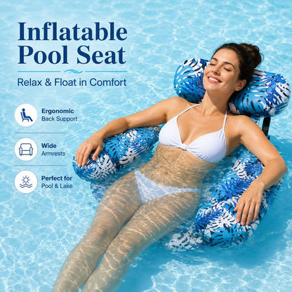 🏊LAST DAY SALE ONLY ￡10.99!!💺 Inflatable Pool Floating Chair | Breathable Mesh & Portable Summer Lounger 🌊