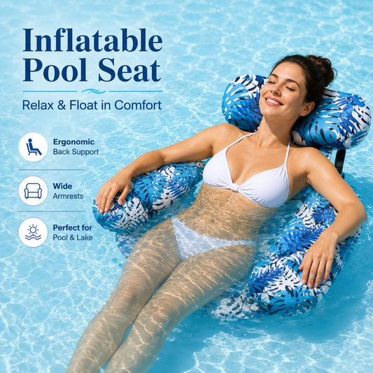 🏊LAST DAY SALE ONLY ￡10.99!!💺 Inflatable Pool Floating Chair | Breathable Mesh & Portable Summer Lounger 🌊