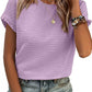 🏆 50K+ SOLD! Almost Gone-⚡2025 Summer Outfit Womens Short Sleeve Tops Round Neck Ruffle Casual Summer Textured Work T Shirts Tee Blouse