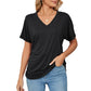 ⏰LIMITED DAYS 50% OFF🌷🔥Womens Short Sleeve V Neck Dolman Tops with Side Shirring Loose Fit Shirts