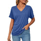 ⏰LIMITED DAYS 50% OFF🌷🔥Womens Short Sleeve V Neck Dolman Tops with Side Shirring Loose Fit Shirts