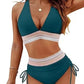 🔥Last Day Special Price £12.99!!💥👙2026 High Waisted Tummy Control Color Block Bikini Sets