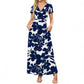 👗2026 Summer Hot Sale 50% OFF🌈 Women's V neck Ankle Length Floral Print Beach Long Flowy  Maxi Dress with Pockets🎀