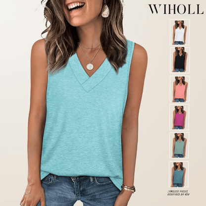 🎁Last Day Promotion 49% OFF✨Women's Sleeveless V-Neck Slimming Loose Fit Casual Tank Top T-Shirt