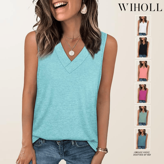🎁Last Day Promotion 49% OFF✨Women's Sleeveless V-Neck Slimming Loose Fit Casual Tank Top T-Shirt