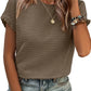🏆 50K+ SOLD! Almost Gone-⚡2025 Summer Outfit Womens Short Sleeve Tops Round Neck Ruffle Casual Summer Textured Work T Shirts Tee Blouse