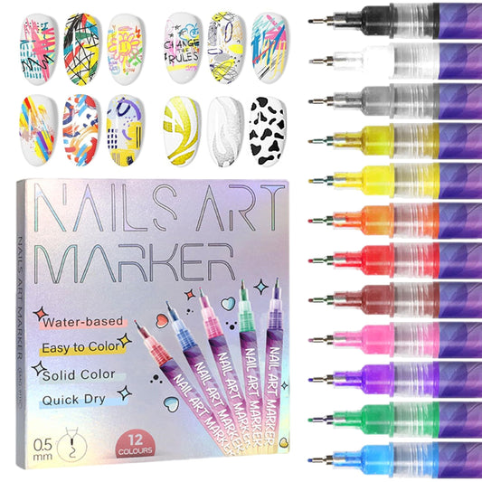🎅CHRISTMAS SPECIAL PRICE: ￡9.99!!⏳12 Colors Nail Art Pens Set🎨💅3