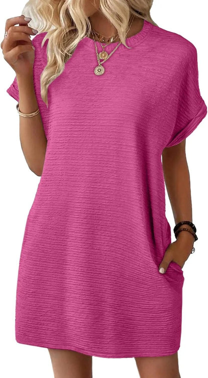Summer Promotion🔥2025 New Women's Lightweight Summer Short Sleeve Dress with Pockets
