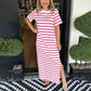 🔥Summer Is Coming🔥Round Neck Slit Hem Striped Maxi Dress