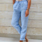 📢📢Last Day 70% OFF !!!⏰Women's  Elastic Waist Cotton Linen Wide Leg Pants👖